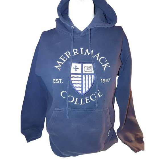 MERRIMACK COLLEGE Tops - MERRIMACK COLLEGE NAVY BLUE HOODIE SIZE SMALL